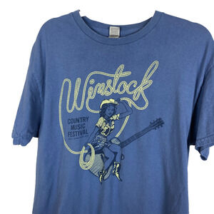 Winstock Country Music Festival Tour T-Shirt Sz L 2022 Blue Tim McGraw Cowgirl